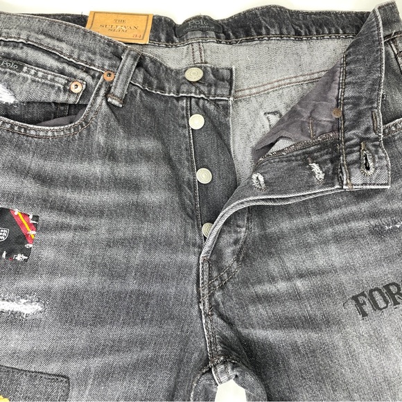 Polo Ralph Lauren Sullivan Slim Graffiti Patch Jeans - Picture 6 of 15